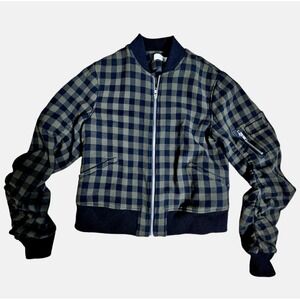A.L.C. Army Green & Black Checkered Bomber Jacket